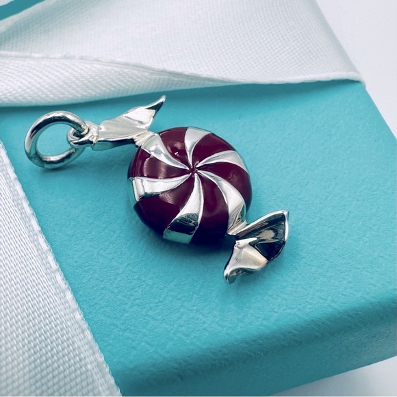 RARE Tiffany & Co. Red Enamel Bon Bon Candy Charm Pendant with Packaging - Picture 1 of 8